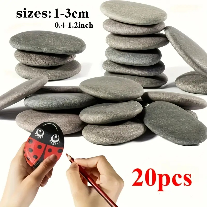 Aquarium Fish Farm - 20Pcs Natural River Rocks Smooth Flat