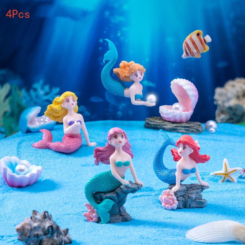 Aquarium Fish For Sale Online - 4Pcs Plastic Fish Tank Little Mermaid