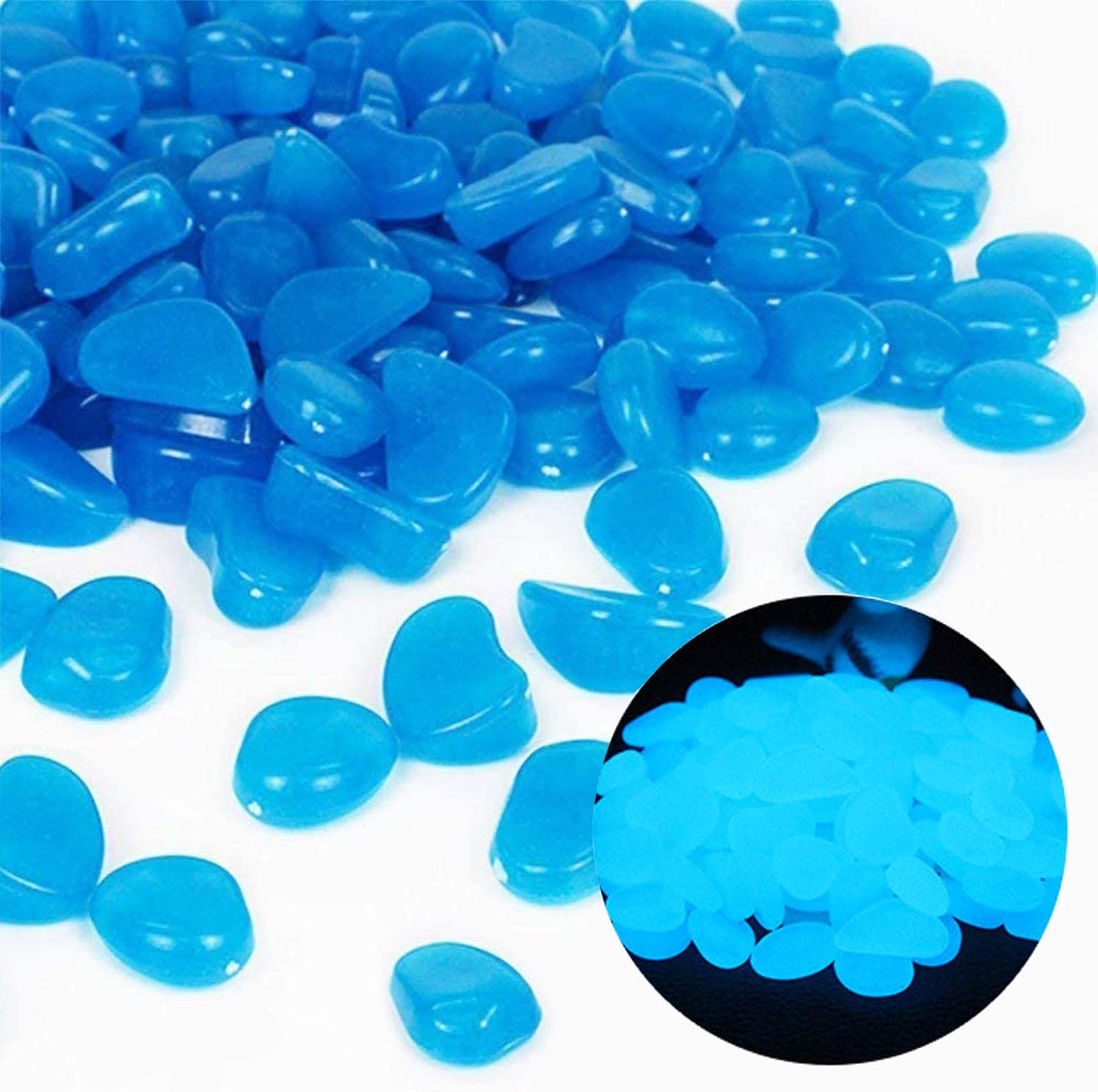 Aquarium Fish Farm - Fish Tank Rocks Glow Blue Pebbles
