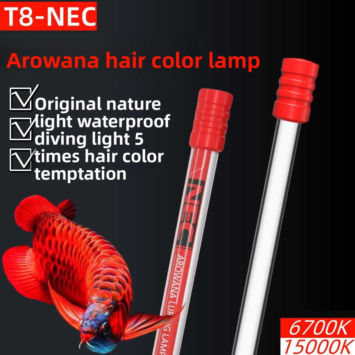 Aquarium Fish Red Colour - Fish Tank Light LED Submersible For
